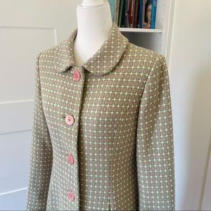 Lilly Pulitzer Green and Pink Wool Pea Coat